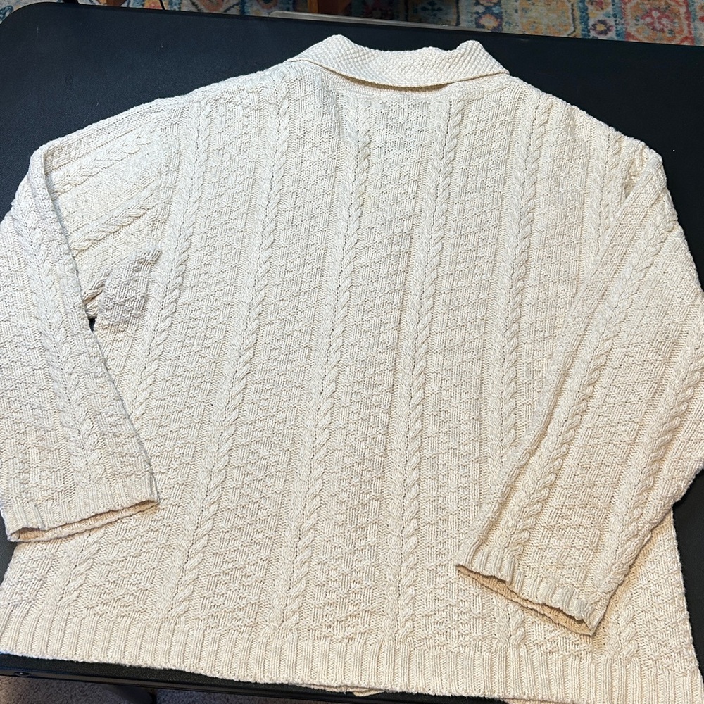 Northern Reflections Beige Knit Cardigan Grandma-Core 70 percent cotton sz large - Picture 6 of 6